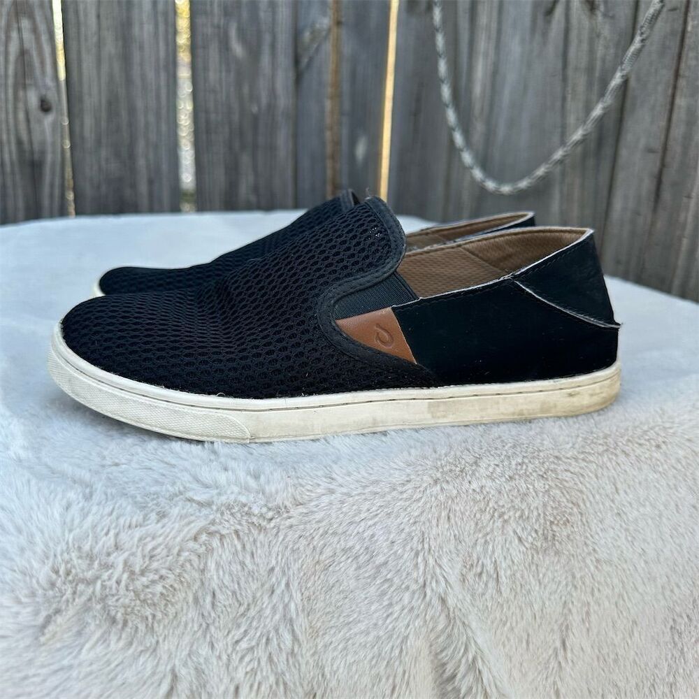 OluKai Pehuea Women's Black Slip-On Sneakers Size 7 Casual Shoes